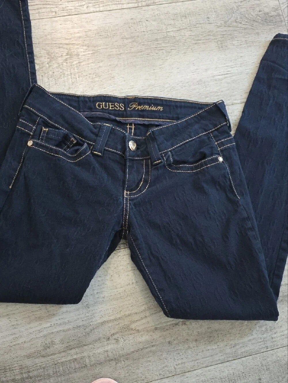 Guess Dark Navy Skinny Jeans with Contrast Stitching - Picture 5 of 9
